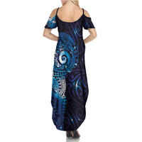 Matariki New Zealand Maori Koru Art Tattoo Family Matching Summer Maxi Dress and Hawaiian Shirt New Year Galaxy Blue Sky Style