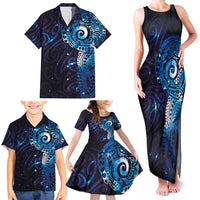 Matariki New Zealand Maori Koru Art Tattoo Family Matching Tank Maxi Dress and Hawaiian Shirt New Year Galaxy Blue Sky Style
