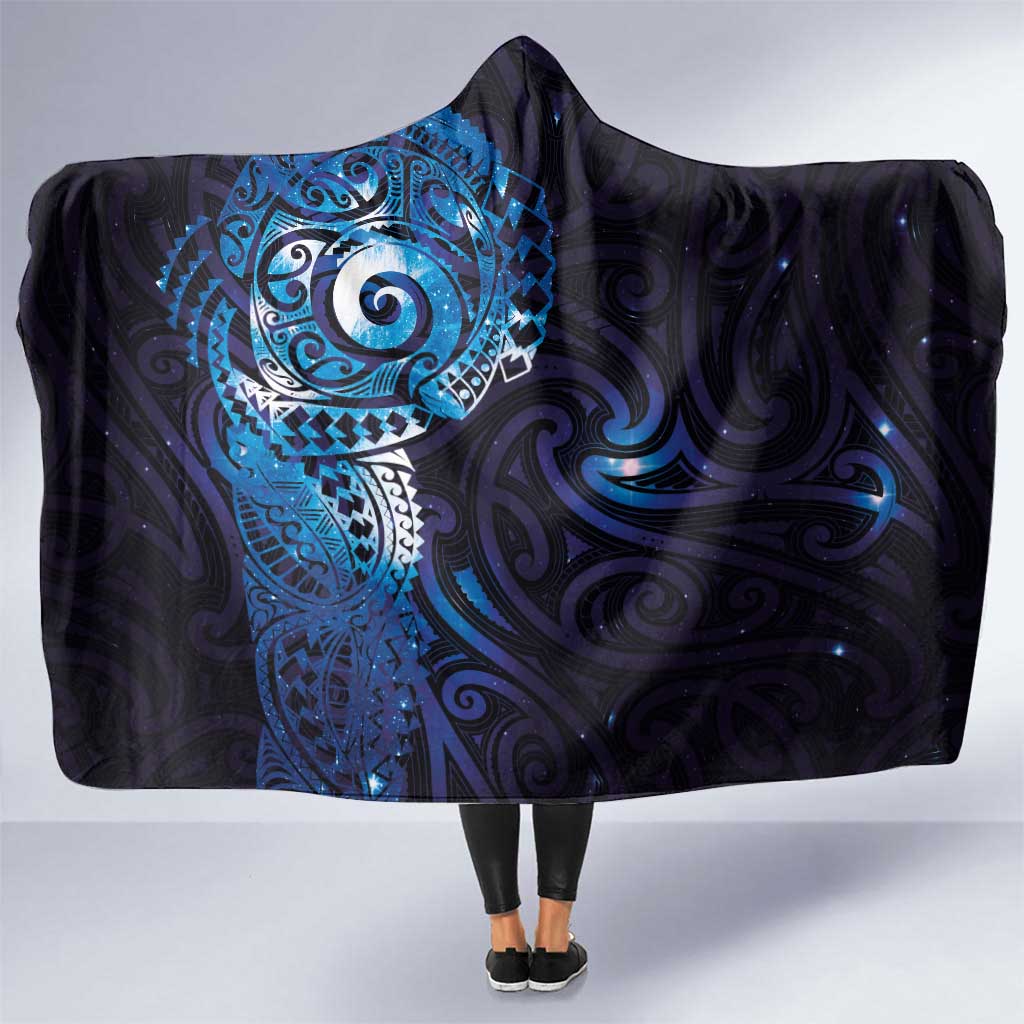 Matariki New Zealand Maori Koru Art Tattoo Hooded Blanket New Year Galaxy Blue Sky Style