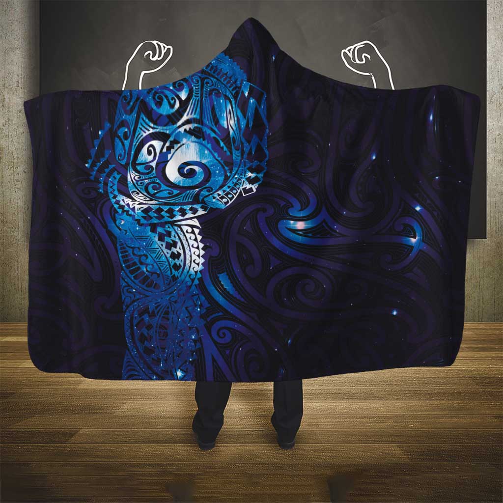 Matariki New Zealand Maori Koru Art Tattoo Hooded Blanket New Year Galaxy Blue Sky Style