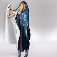 Matariki New Zealand Maori Koru Art Tattoo Hooded Blanket New Year Galaxy Blue Sky Style