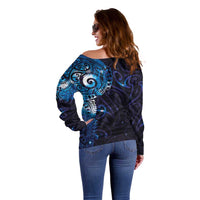 Matariki New Zealand Maori Koru Art Tattoo Off Shoulder Sweater New Year Galaxy Blue Sky Style