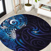 Matariki New Zealand Maori Koru Art Tattoo Round Carpet New Year Galaxy Blue Sky Style