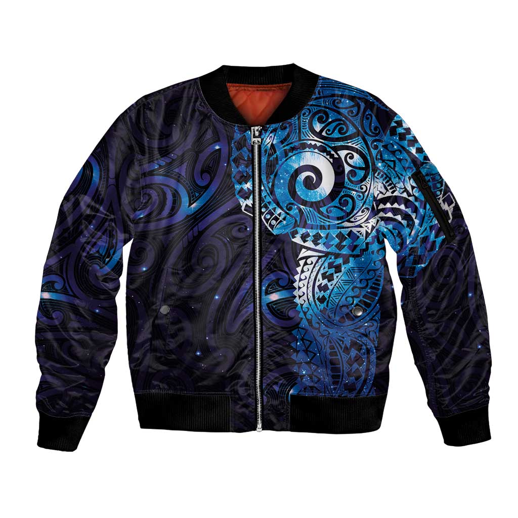 Matariki New Zealand Maori Koru Art Tattoo Sleeve Zip Bomber Jacket New Year Galaxy Blue Sky Style LT03 Unisex Blue - Polynesian Pride