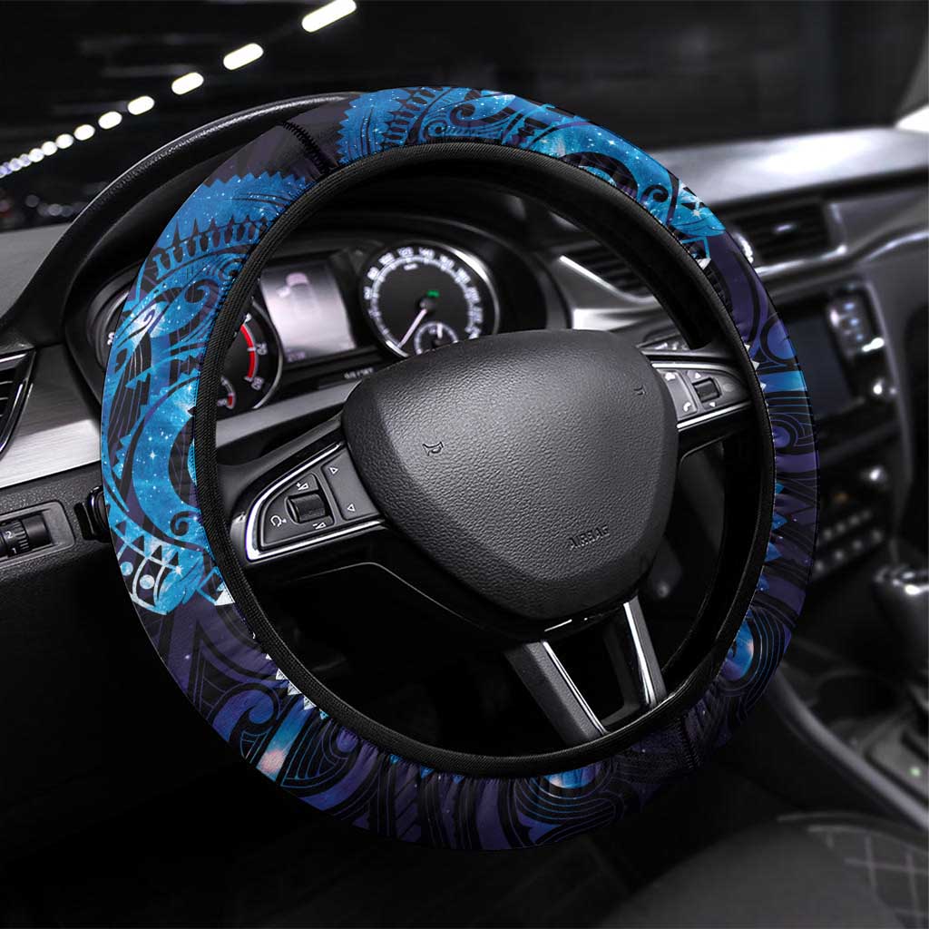 Matariki New Zealand Maori Koru Art Tattoo Steering Wheel Cover New Year Galaxy Blue Sky Style