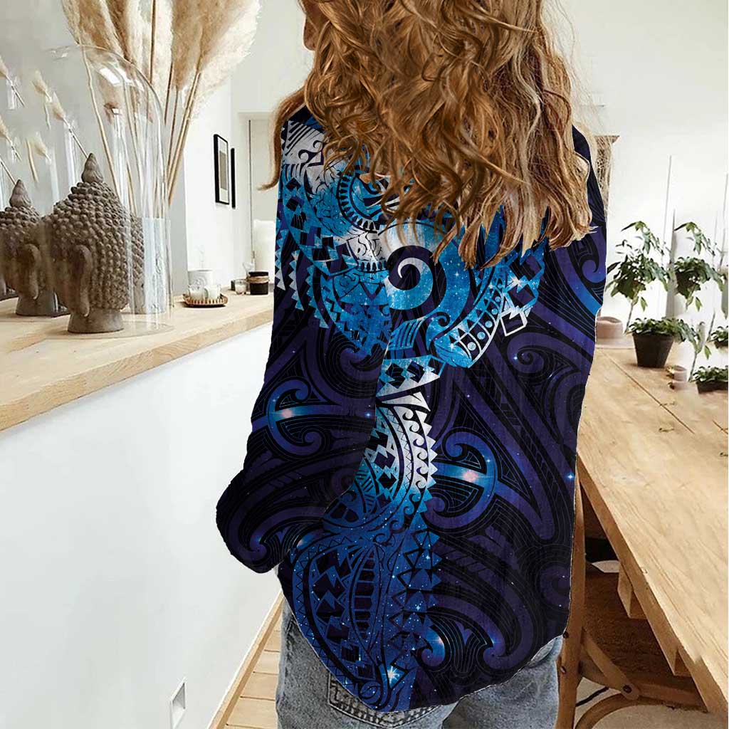 Matariki New Zealand Maori Koru Art Tattoo Women Casual Shirt New Year Galaxy Blue Sky Style