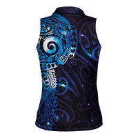Matariki New Zealand Maori Koru Art Tattoo Women Sleeveless Polo Shirt New Year Galaxy Blue Sky Style