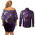 Matariki New Zealand Maori Koru Art Tattoo Couples Matching Off Shoulder Short Dress and Long Sleeve Button Shirt New Year Galaxy Purple Sky Style
