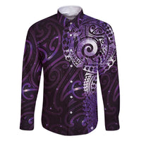 Matariki New Zealand Maori Koru Art Tattoo Family Matching Long Sleeve Bodycon Dress and Hawaiian Shirt New Year Galaxy Purple Sky Style