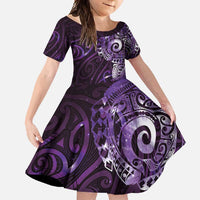 Matariki New Zealand Maori Koru Art Tattoo Family Matching Mermaid Dress and Hawaiian Shirt New Year Galaxy Purple Sky Style
