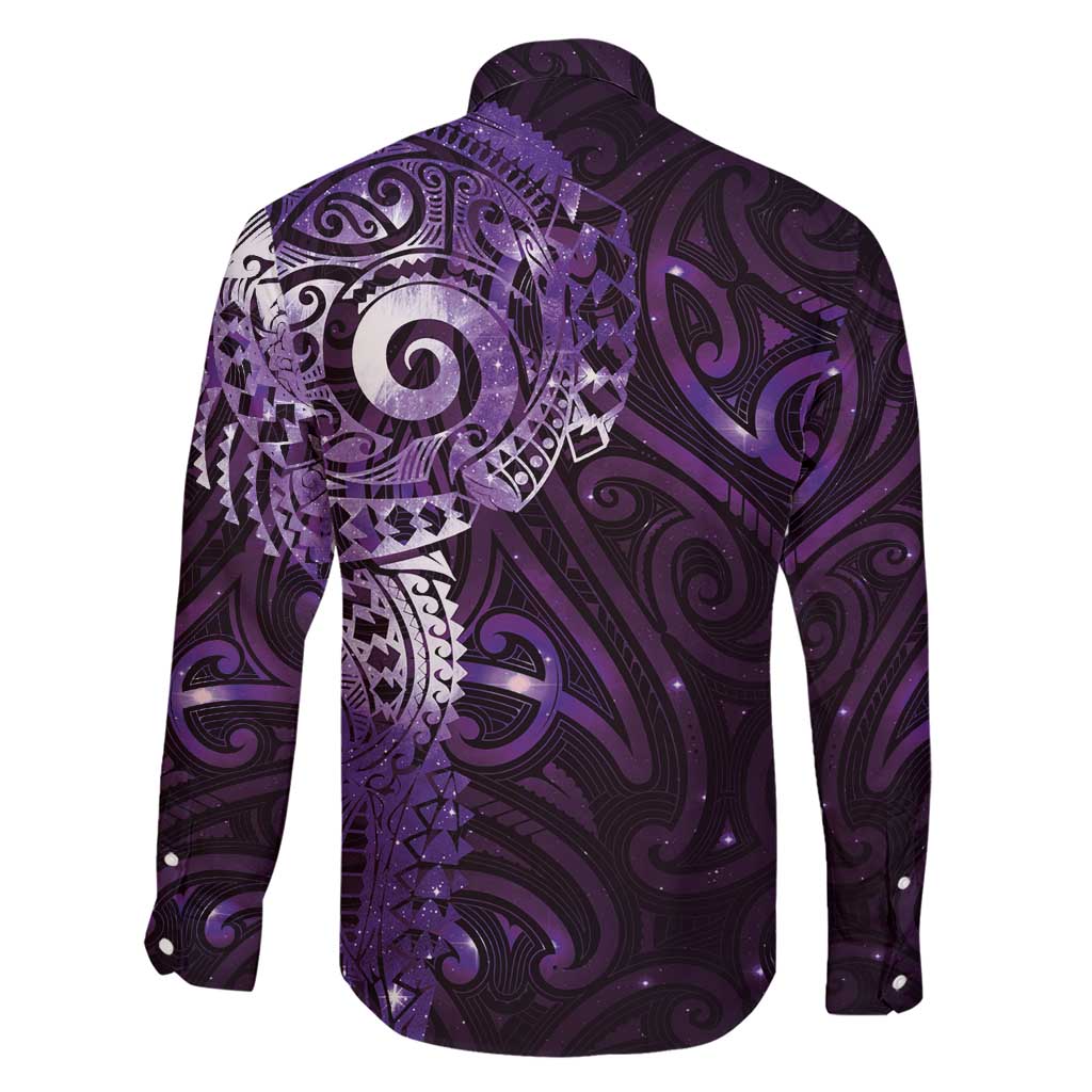 Matariki New Zealand Maori Koru Art Tattoo Family Matching Short Sleeve Bodycon Dress and Hawaiian Shirt New Year Galaxy Purple Sky Style