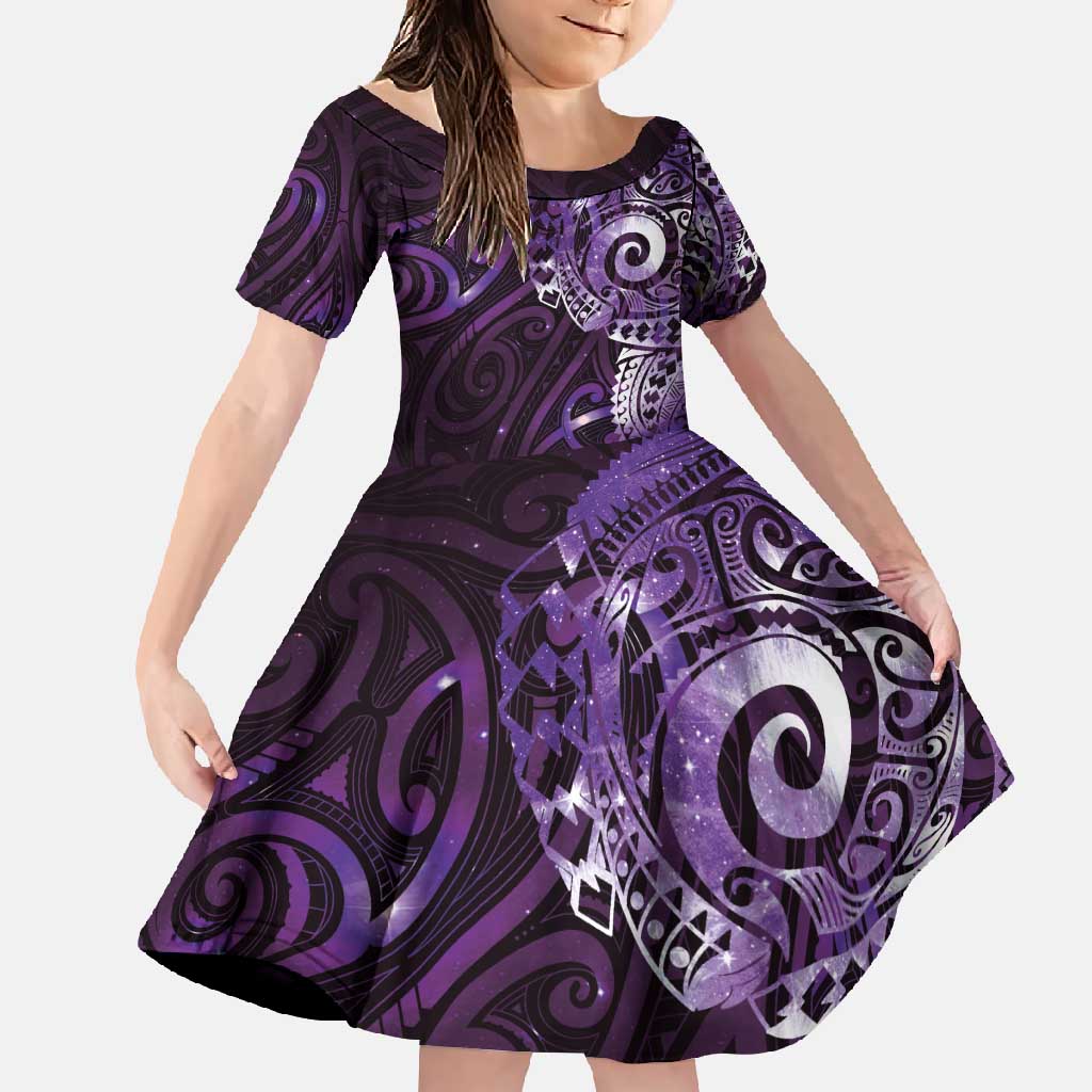 Matariki New Zealand Maori Koru Art Tattoo Family Matching Summer Maxi Dress and Hawaiian Shirt New Year Galaxy Purple Sky Style