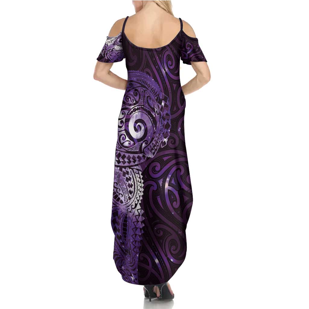 Matariki New Zealand Maori Koru Art Tattoo Family Matching Summer Maxi Dress and Hawaiian Shirt New Year Galaxy Purple Sky Style