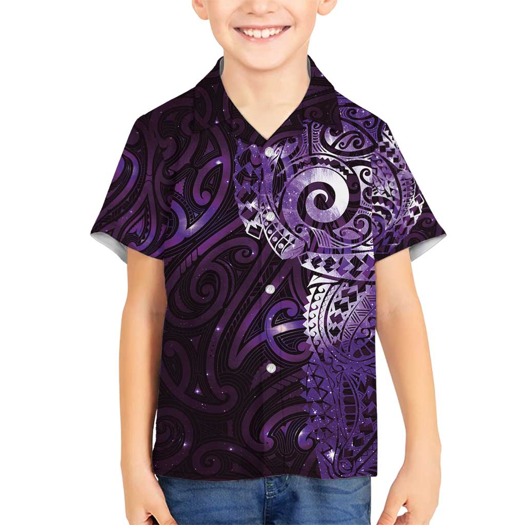 Matariki New Zealand Maori Koru Art Tattoo Family Matching Tank Maxi Dress and Hawaiian Shirt New Year Galaxy Purple Sky Style