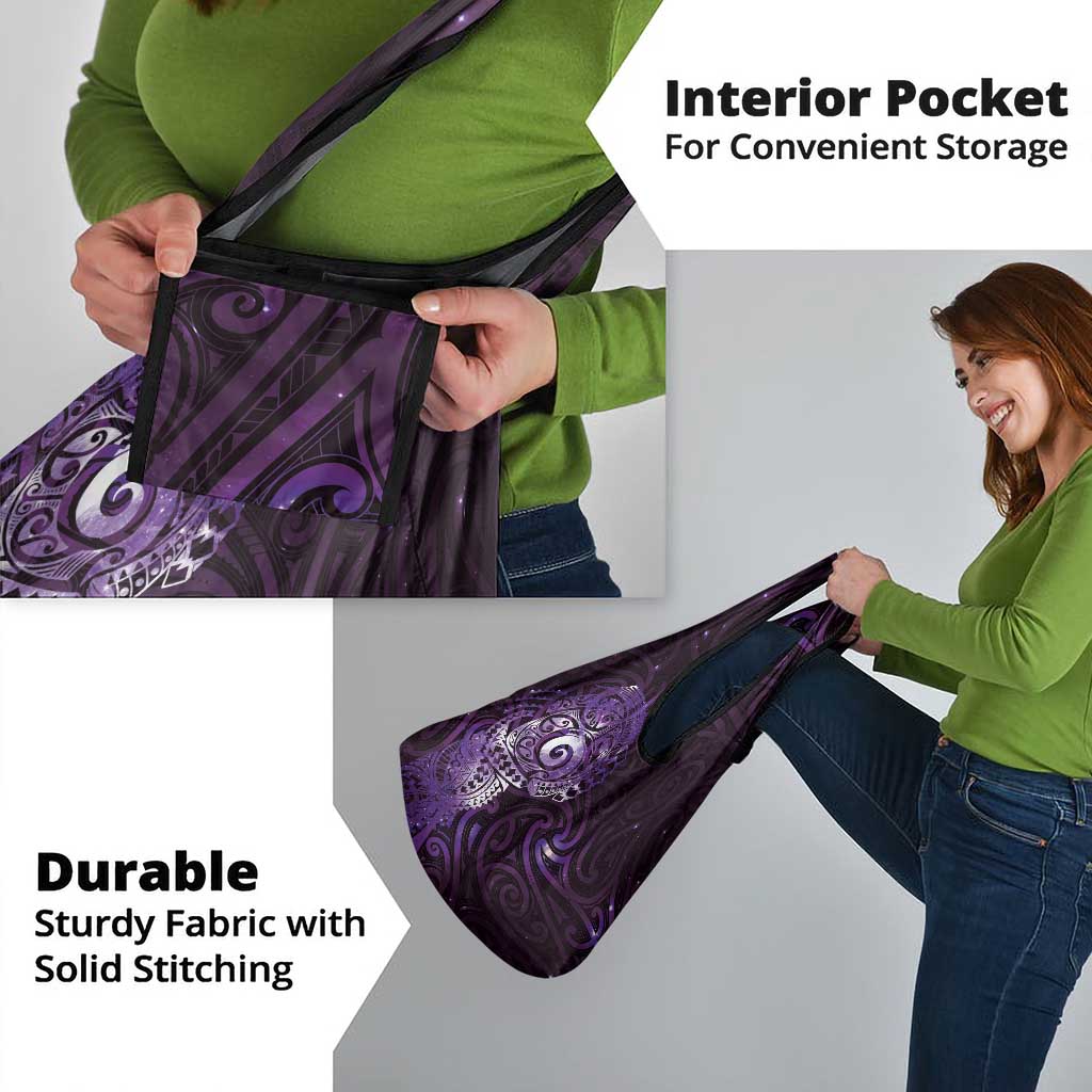 Matariki New Zealand Maori Koru Art Tattoo Grocery Bag New Year Galaxy Purple Sky Style