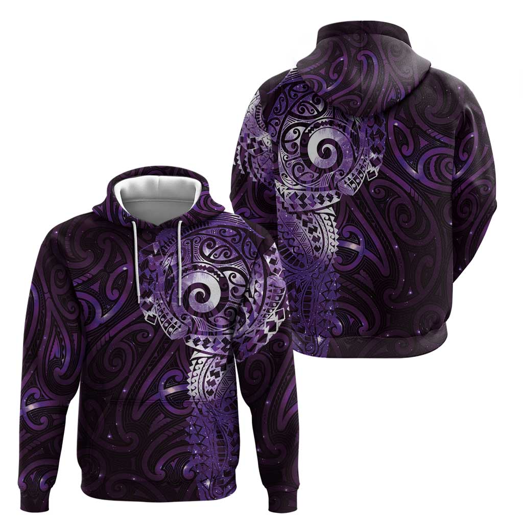 Matariki New Zealand Maori Koru Art Tattoo Hoodie New Year Galaxy Purple Sky Style