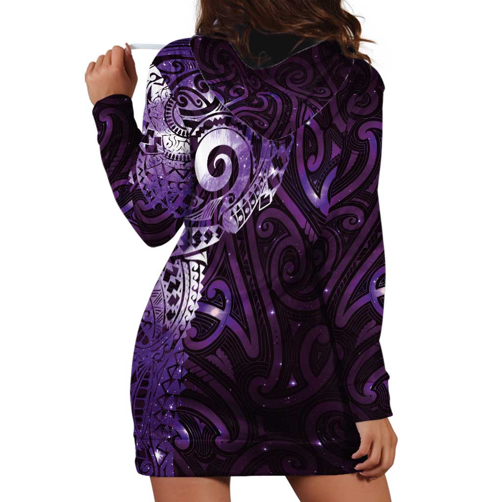 Matariki New Zealand Maori Koru Art Tattoo Hoodie Dress New Year Galaxy Purple Sky Style