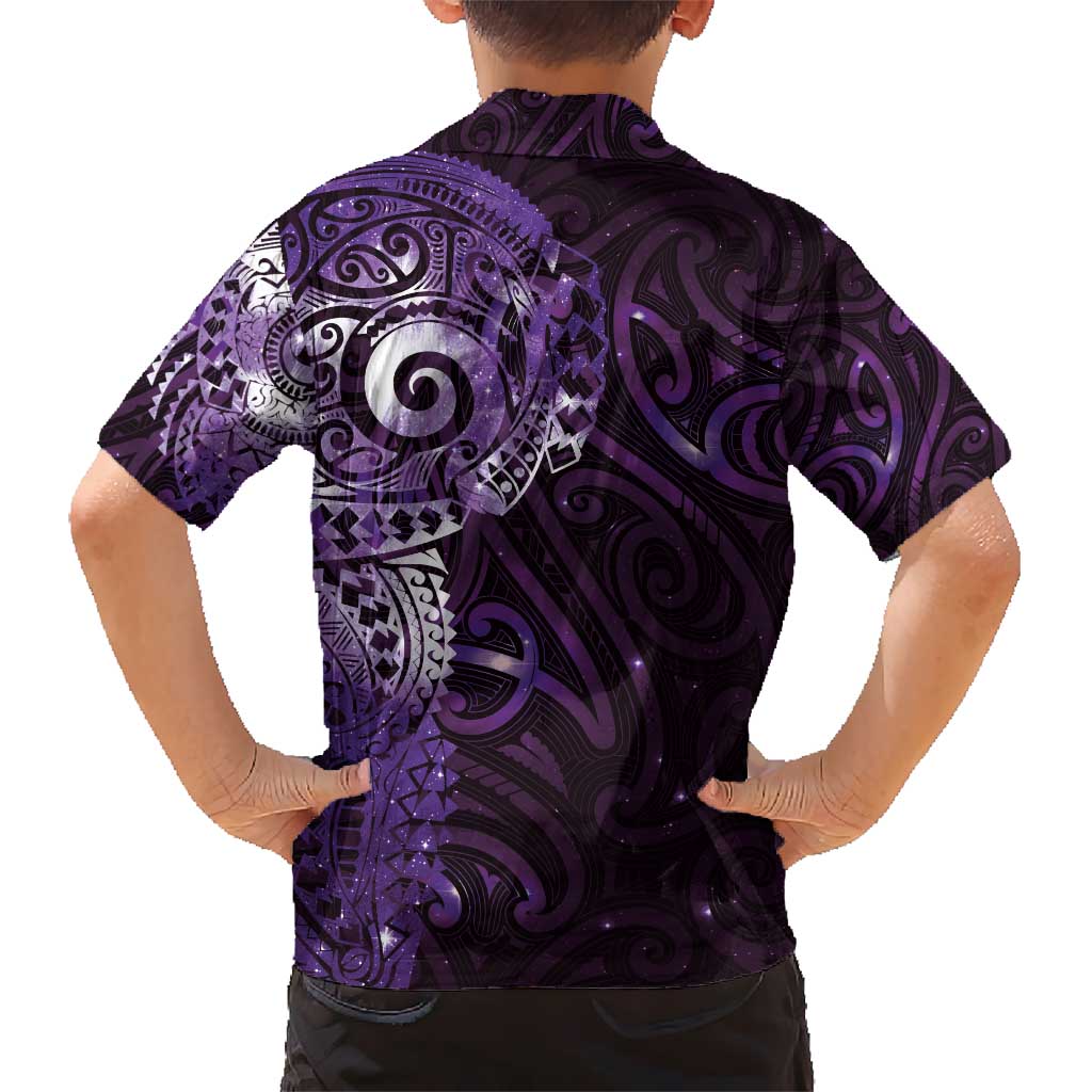 Matariki New Zealand Maori Koru Art Tattoo Kid Hawaiian Shirt New Year Galaxy Purple Sky Style