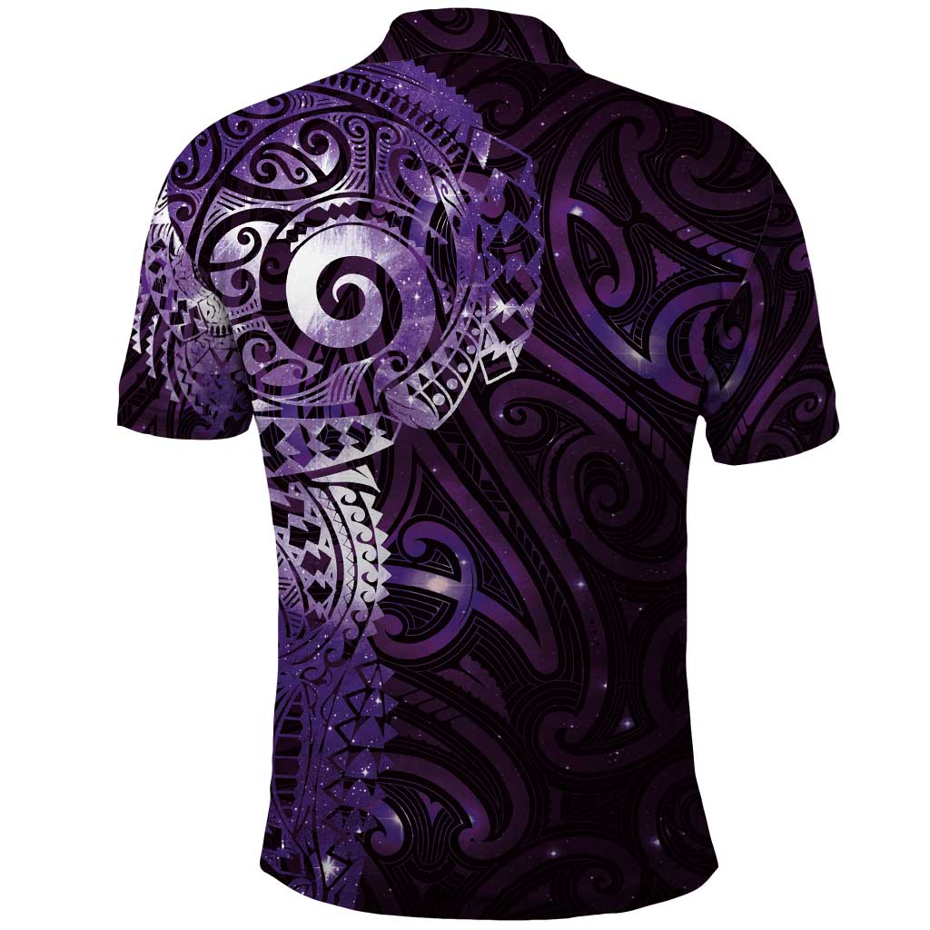 Matariki New Zealand Maori Koru Art Tattoo Polo Shirt New Year Galaxy Purple Sky Style