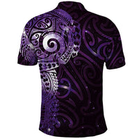 Matariki New Zealand Maori Koru Art Tattoo Polo Shirt New Year Galaxy Purple Sky Style