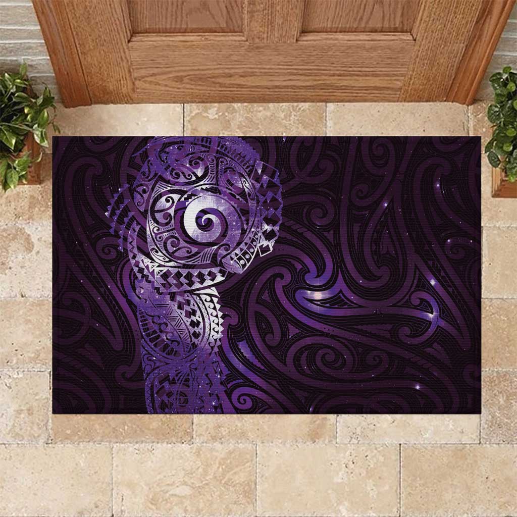 Matariki New Zealand Maori Koru Art Tattoo Rubber Doormat New Year Galaxy Purple Sky Style