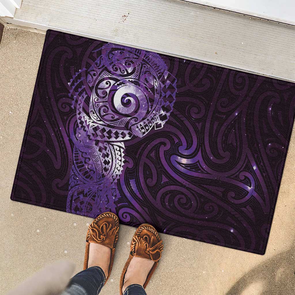 Matariki New Zealand Maori Koru Art Tattoo Rubber Doormat New Year Galaxy Purple Sky Style