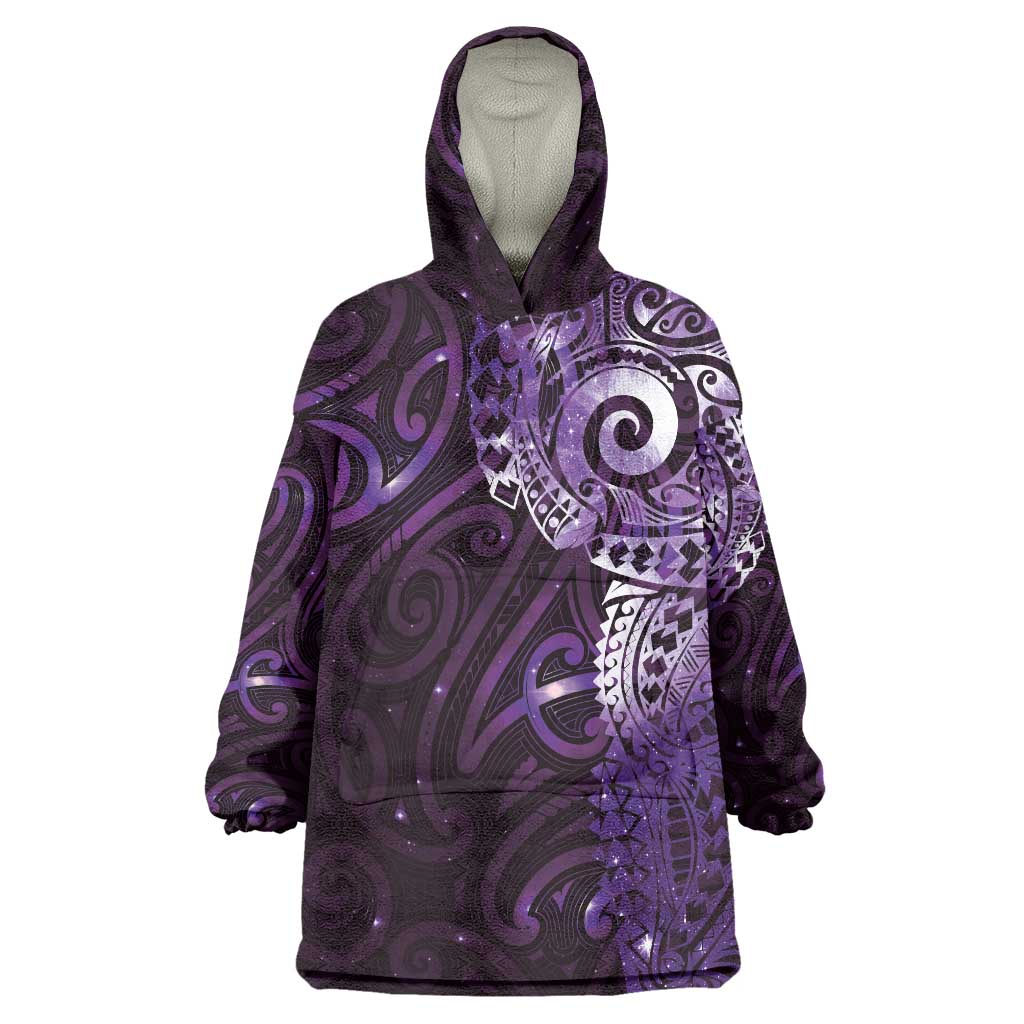Matariki New Zealand Maori Koru Art Tattoo Wearable Blanket Hoodie New Year Galaxy Purple Sky Style