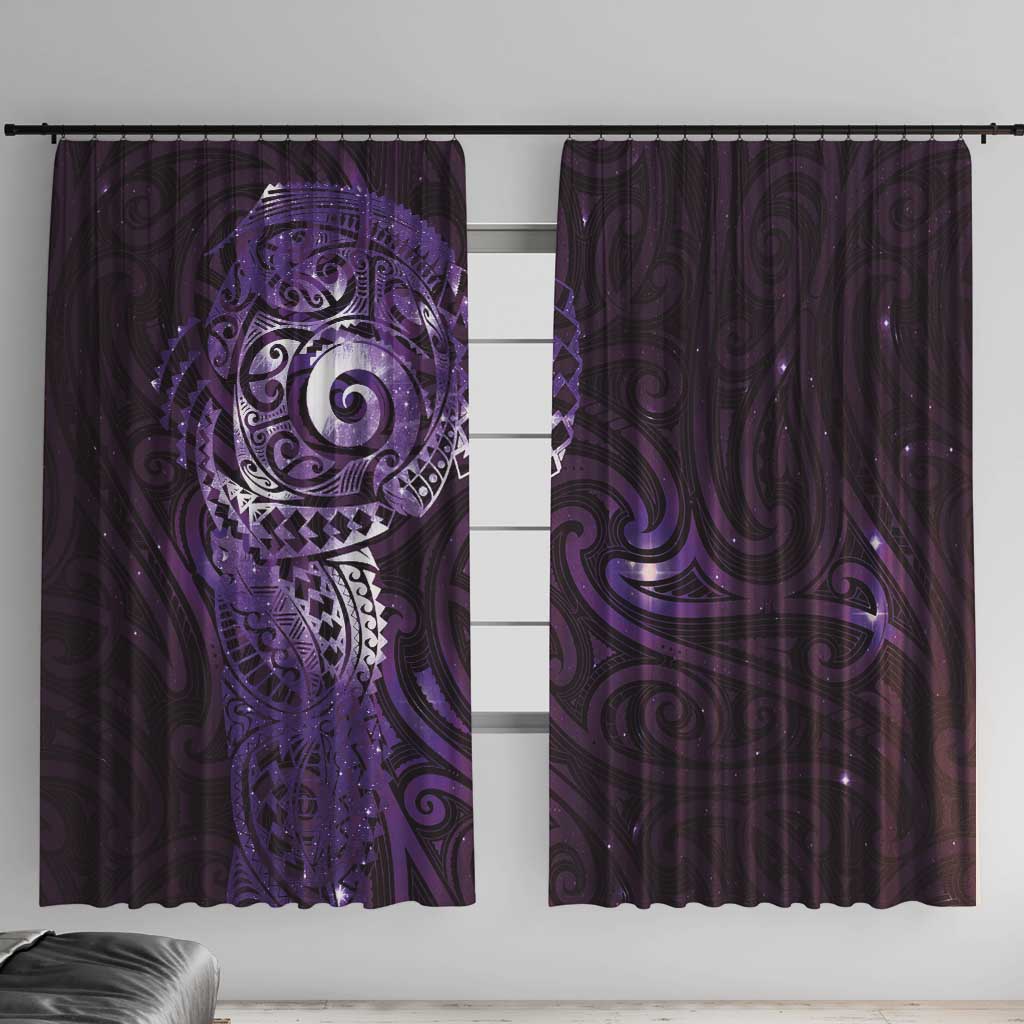 Matariki New Zealand Maori Koru Art Tattoo Window Curtain New Year Galaxy Purple Sky Style