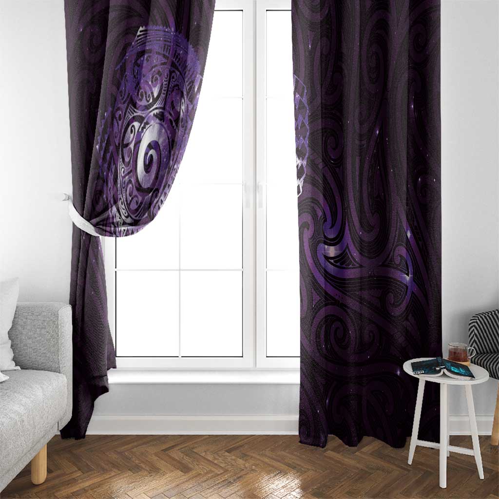 Matariki New Zealand Maori Koru Art Tattoo Window Curtain New Year Galaxy Purple Sky Style