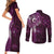 Matariki New Zealand Maori Koru Art Tattoo Couples Matching Short Sleeve Bodycon Dress and Long Sleeve Button Shirt New Year Galaxy Pink Sky Style