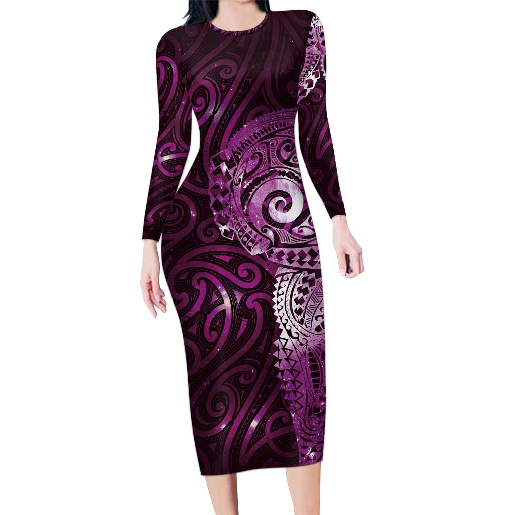 Matariki New Zealand Maori Koru Art Tattoo Family Matching Long Sleeve Bodycon Dress and Hawaiian Shirt New Year Galaxy Pink Sky Style