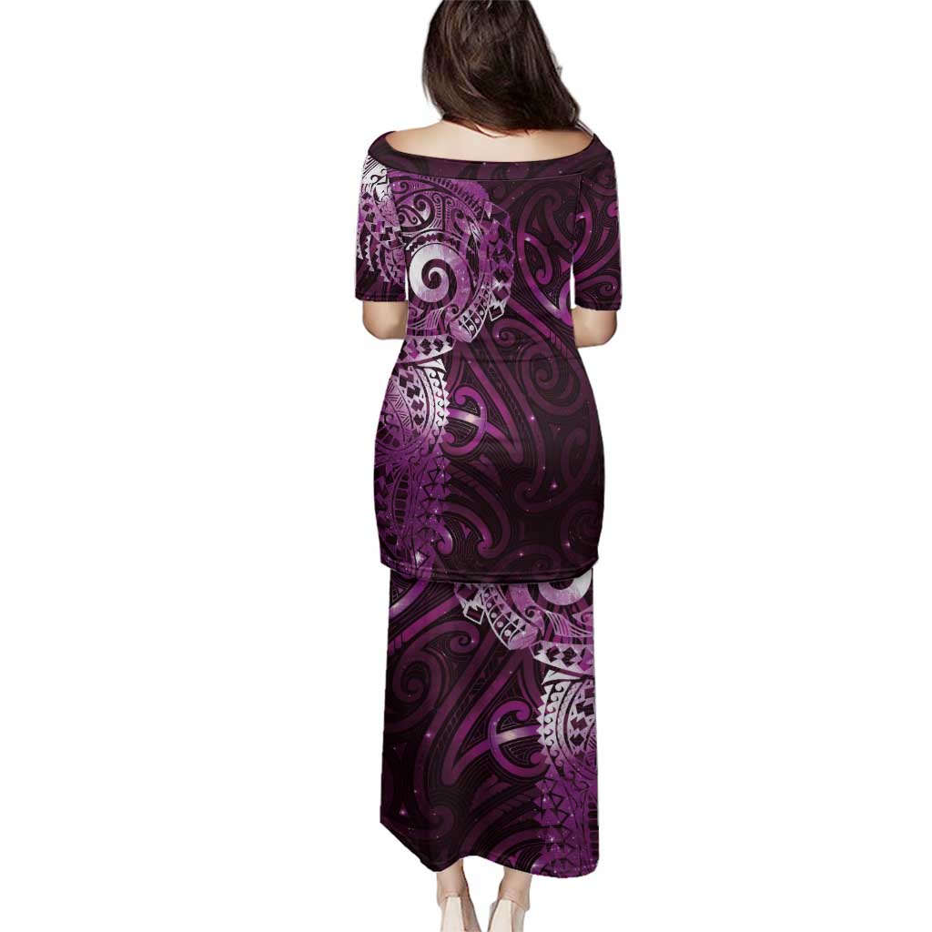 Matariki New Zealand Maori Koru Art Tattoo Family Matching Puletasi and Hawaiian Shirt New Year Galaxy Pink Sky Style