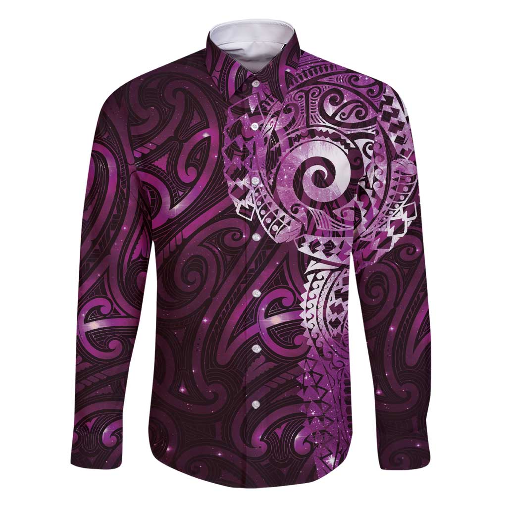 Matariki New Zealand Maori Koru Art Tattoo Family Matching Short Sleeve Bodycon Dress and Hawaiian Shirt New Year Galaxy Pink Sky Style
