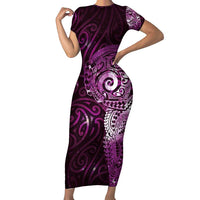 Matariki New Zealand Maori Koru Art Tattoo Family Matching Short Sleeve Bodycon Dress and Hawaiian Shirt New Year Galaxy Pink Sky Style