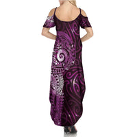 Matariki New Zealand Maori Koru Art Tattoo Family Matching Summer Maxi Dress and Hawaiian Shirt New Year Galaxy Pink Sky Style