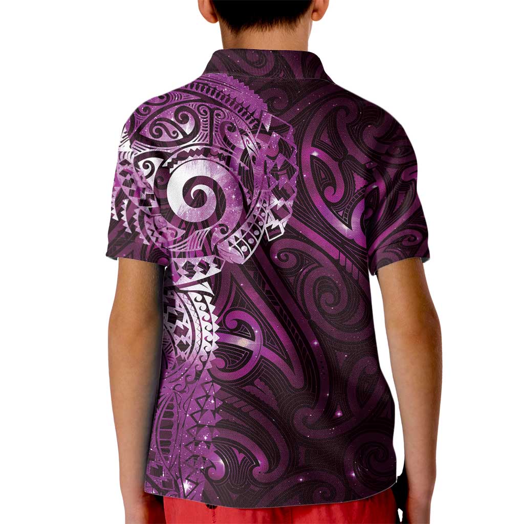 Matariki New Zealand Maori Koru Art Tattoo Kid Polo Shirt New Year Galaxy Pink Sky Style