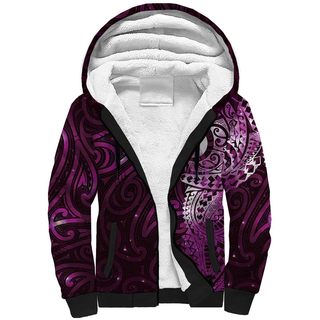 Matariki New Zealand Maori Koru Art Tattoo Sherpa Hoodie New Year Galaxy Pink Sky Style