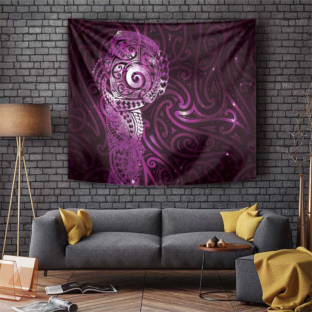 Matariki New Zealand Maori Koru Art Tattoo Tapestry New Year Galaxy Pink Sky Style