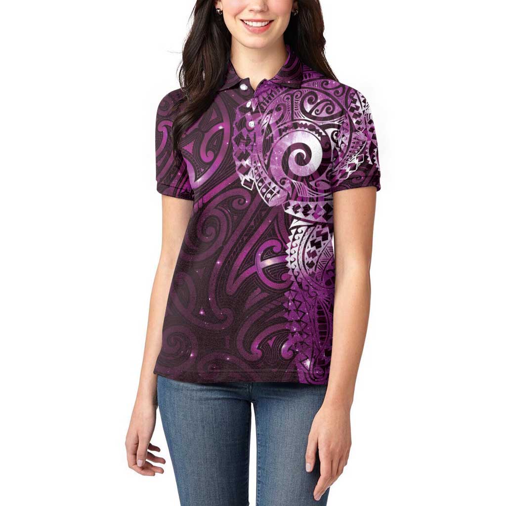 Matariki New Zealand Maori Koru Art Tattoo Women Polo Shirt New Year Galaxy Pink Sky Style