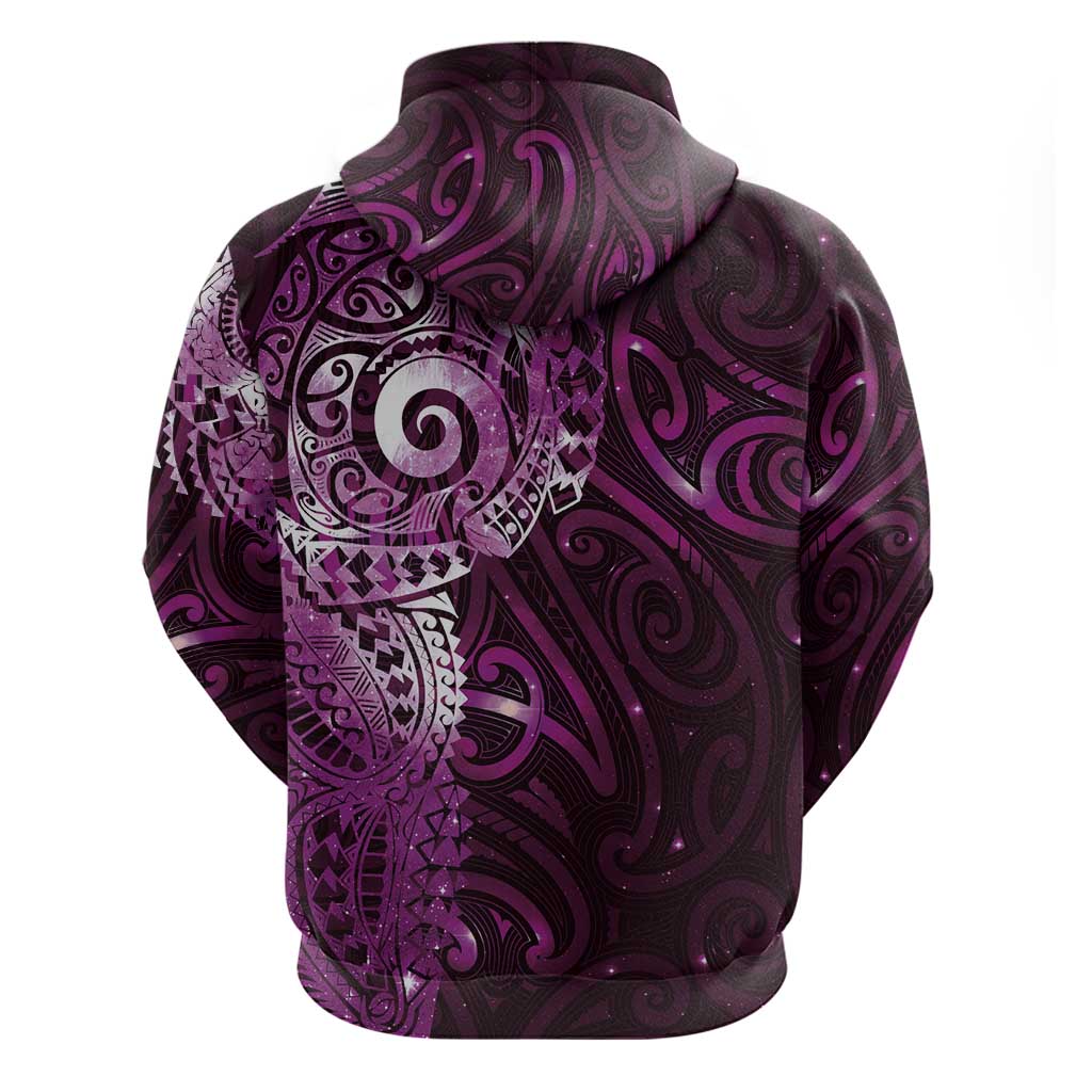 Matariki New Zealand Maori Koru Art Tattoo Zip Hoodie New Year Galaxy Pink Sky Style