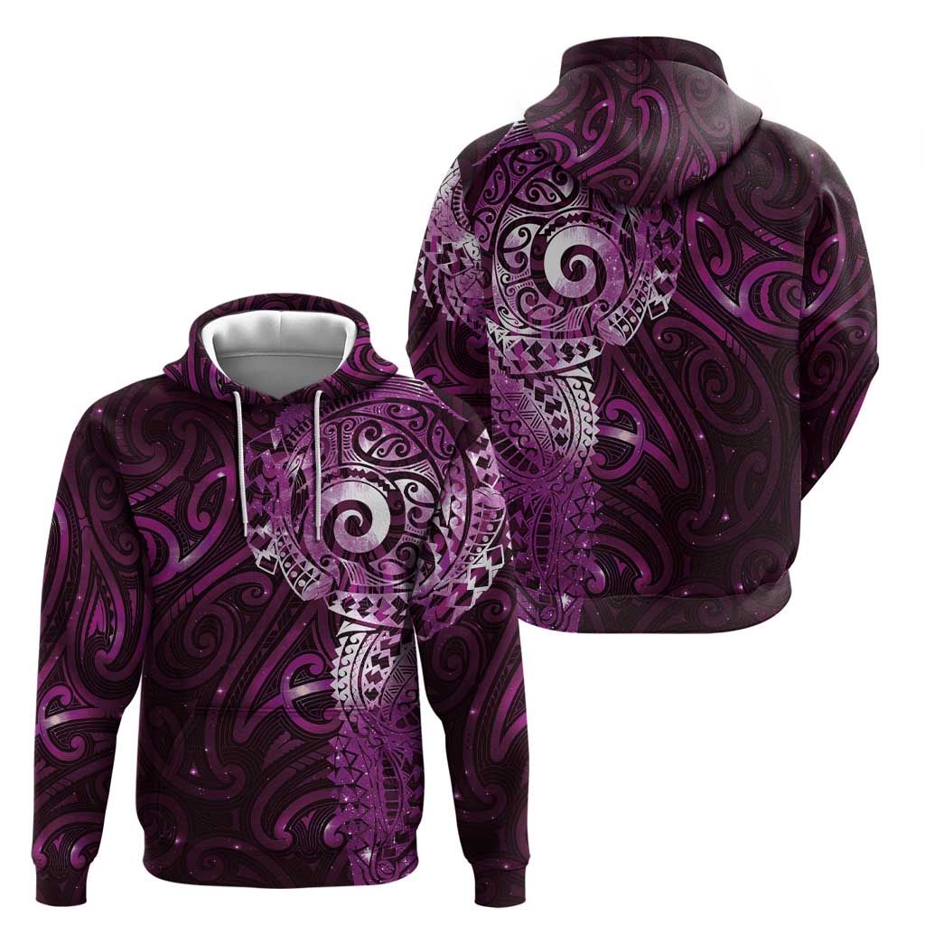 Matariki New Zealand Maori Koru Art Tattoo Zip Hoodie New Year Galaxy Pink Sky Style