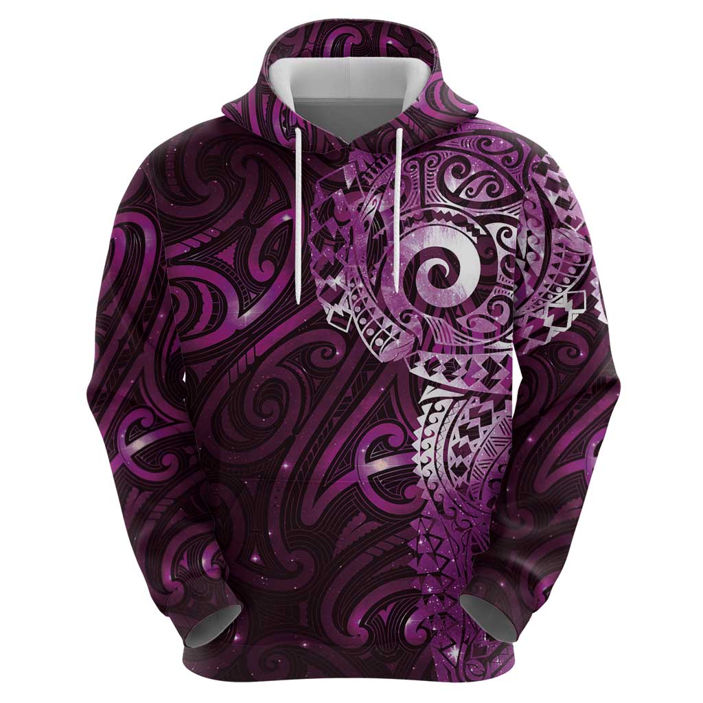 Matariki New Zealand Maori Koru Art Tattoo Zip Hoodie New Year Galaxy Pink Sky Style