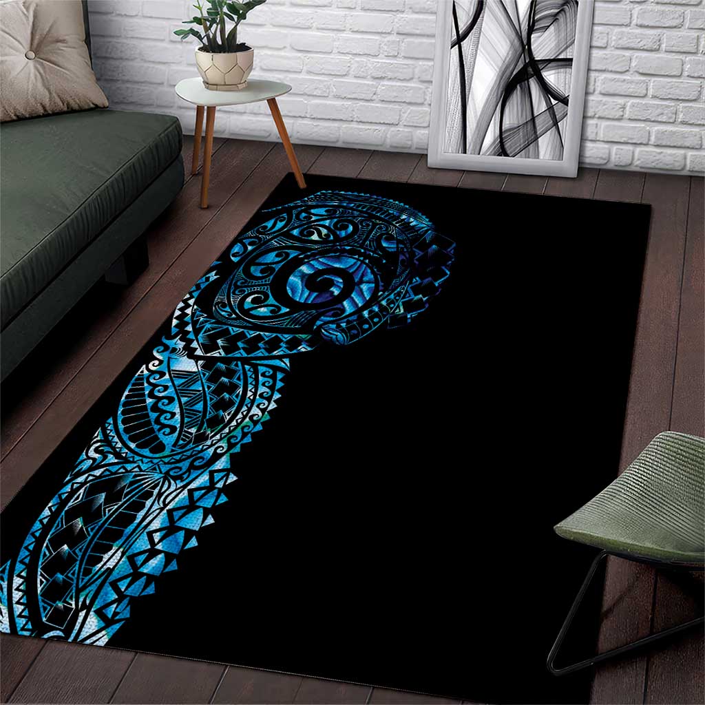 New Zealand Maori Koru Art Traditional Tattoo Area Rug Paua Shell