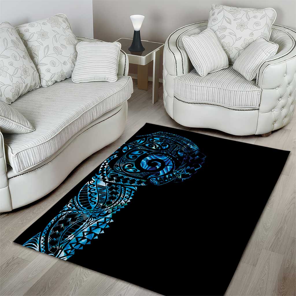 New Zealand Maori Koru Art Traditional Tattoo Area Rug Paua Shell