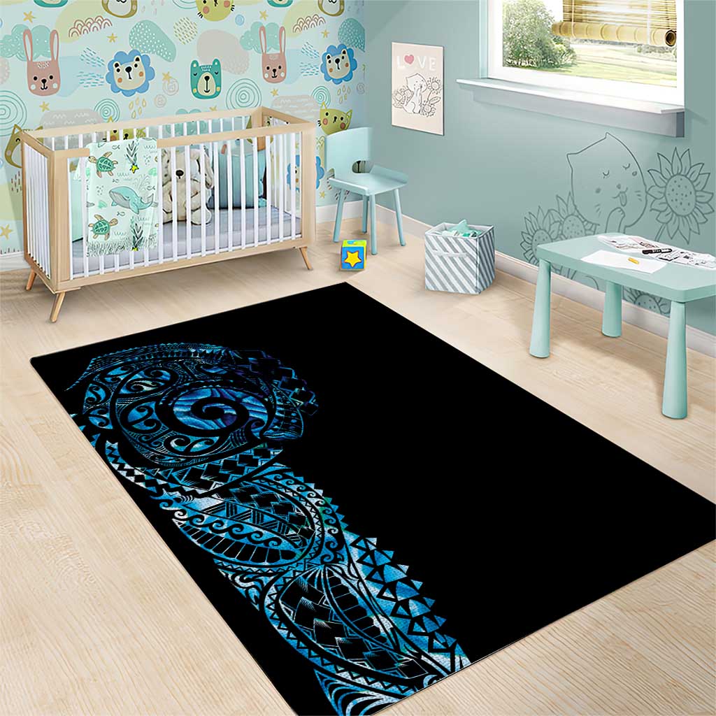 New Zealand Maori Koru Art Traditional Tattoo Area Rug Paua Shell