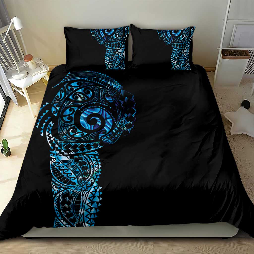 New Zealand Maori Koru Art Traditional Tattoo Bedding Set Paua Shell