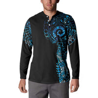 New Zealand Maori Koru Art Traditional Tattoo Button Sweatshirt Paua Shell