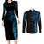 New Zealand Maori Koru Art Traditional Tattoo Couples Matching Long Sleeve Bodycon Dress and Long Sleeve Button Shirt Paua Shell