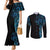 New Zealand Maori Koru Art Traditional Tattoo Couples Matching Mermaid Dress and Long Sleeve Button Shirt Paua Shell