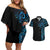 New Zealand Maori Koru Art Traditional Tattoo Couples Matching Off Shoulder Short Dress and Hawaiian Shirt Paua Shell
